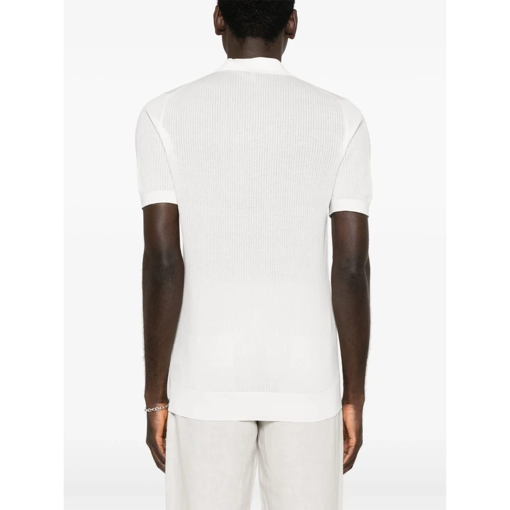 Fedeli Katoenen Gebreide Poloshirt White Heren