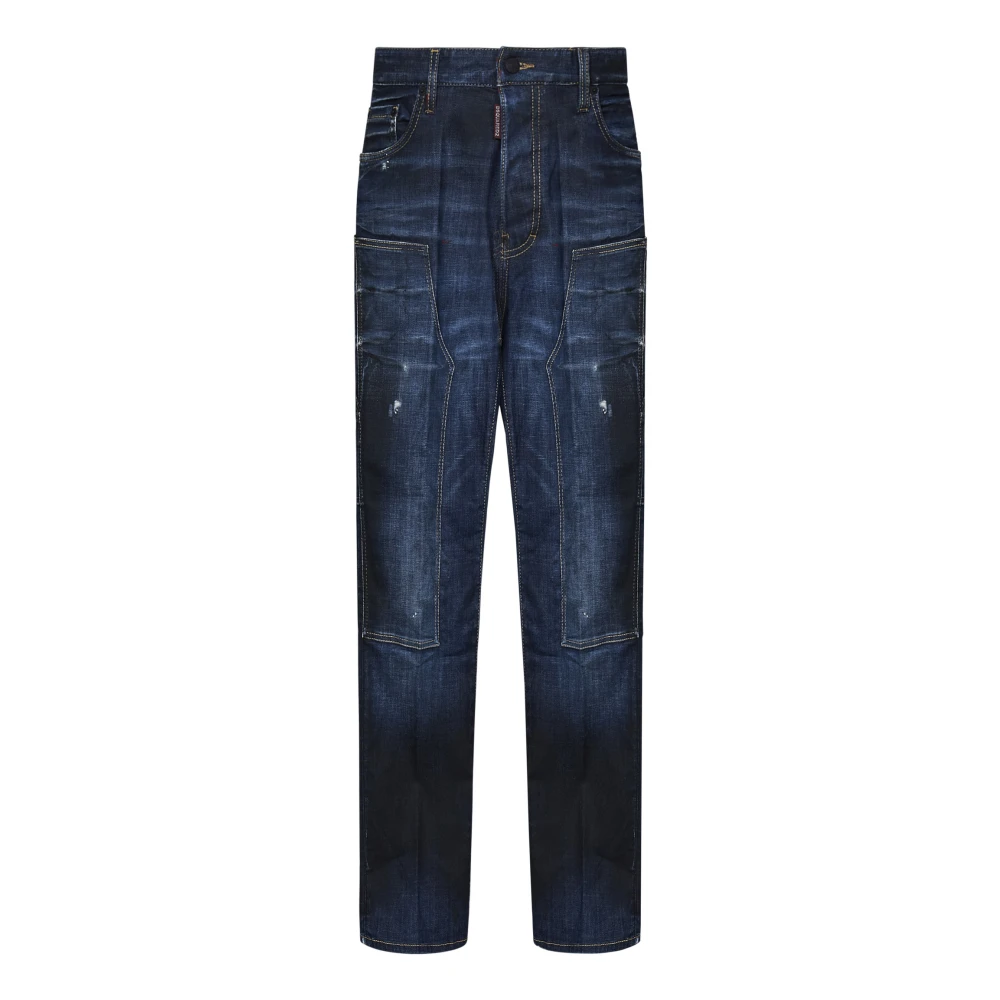 Dsquared2 Blå Loose Fit Jeans med Patches Blue, Herr