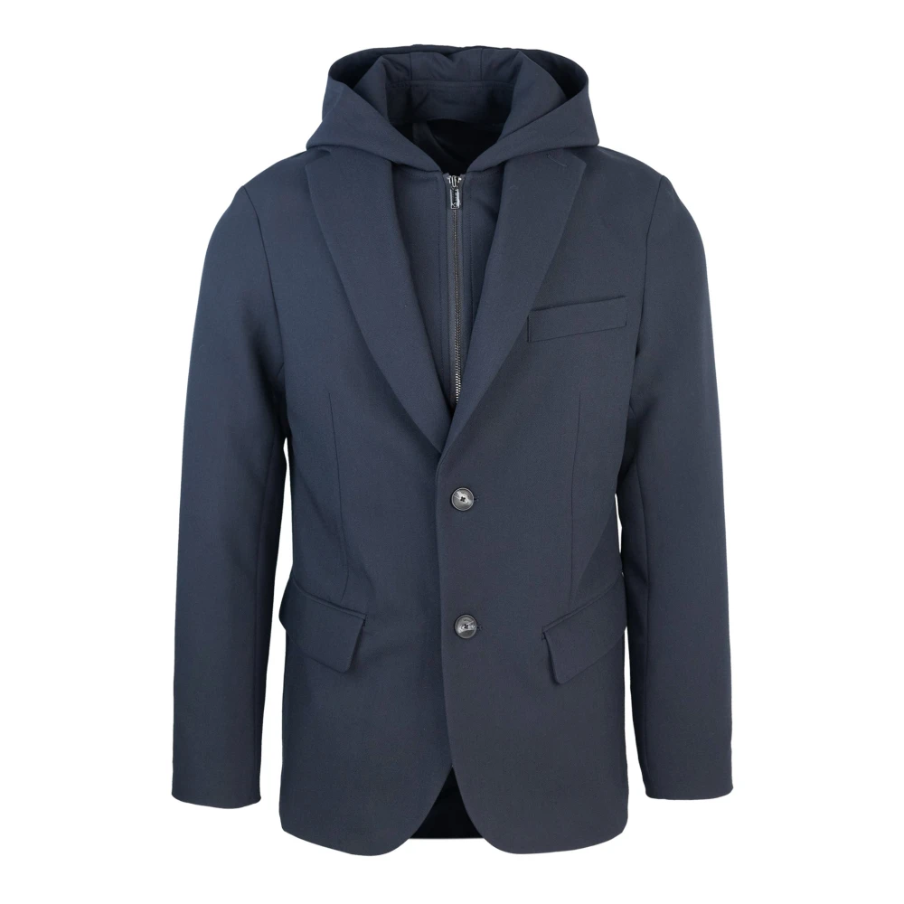 Emporio Armani Blauwe Blazer met Omkeerbare Kraag Blue Heren
