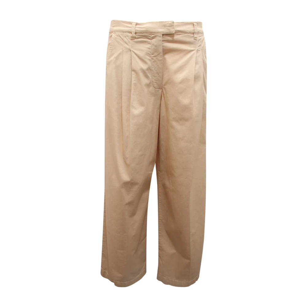 Pinko Women's Beige Wide Trousers, M, Cavallery Stretch Trousers