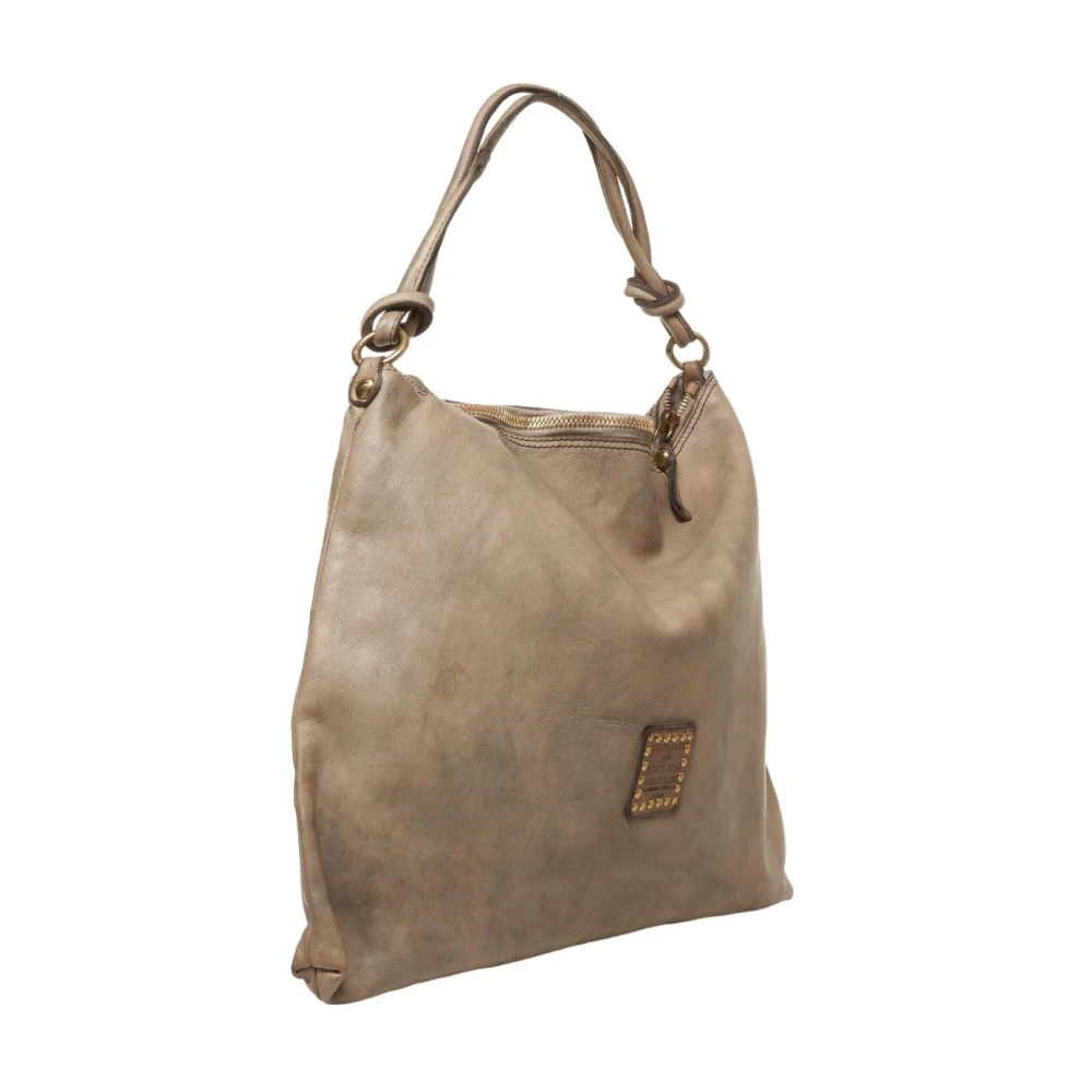Campomaggi Grijze Schoudertas met Ritssluiting Gray Dames