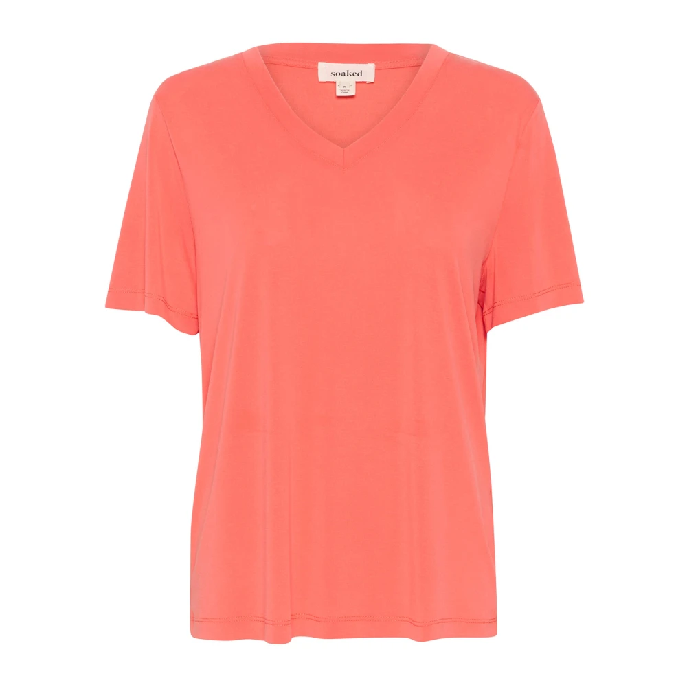 Soaked in Luxury Koraal Loose Fit V-hals Top Orange Dames