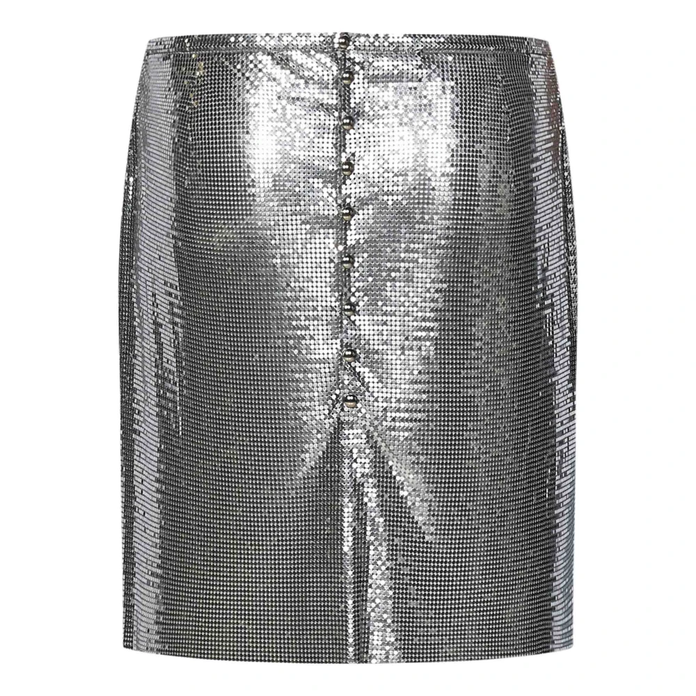 Paco Rabanne Zilveren Mesh Mini Rok Aw24 Gray Dames