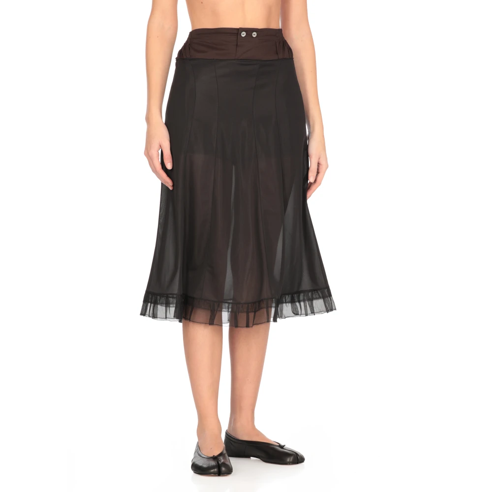 Maison Margiela Zwarte Tule Rok met Strikdetail Black Dames