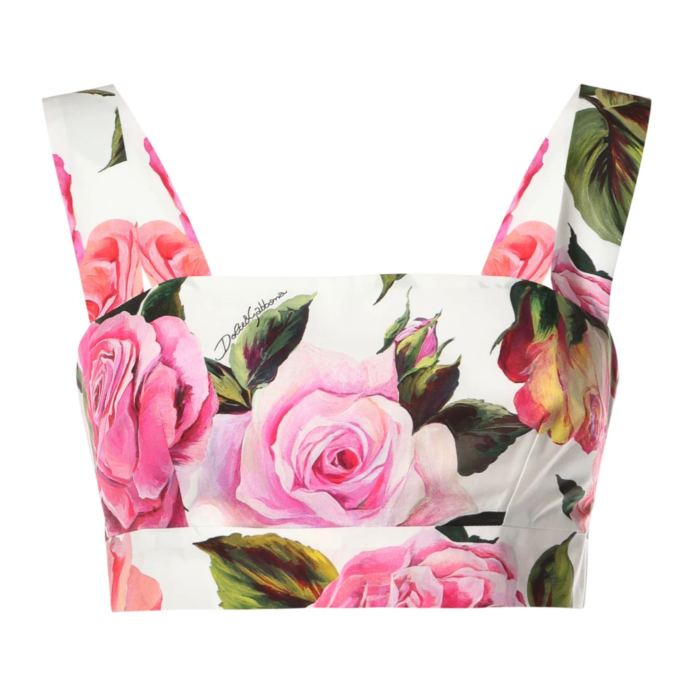 Dolce & Gabbana Multicolor Mouwloze Katoenen Top Multicolor Dames