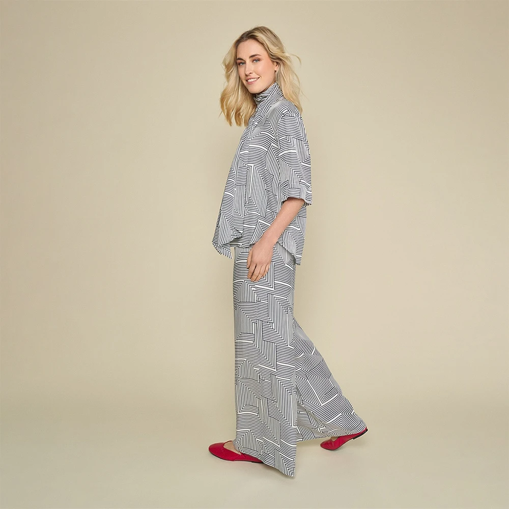 Marie Méro Wijde Broek met Geometrische Print Blue Dames