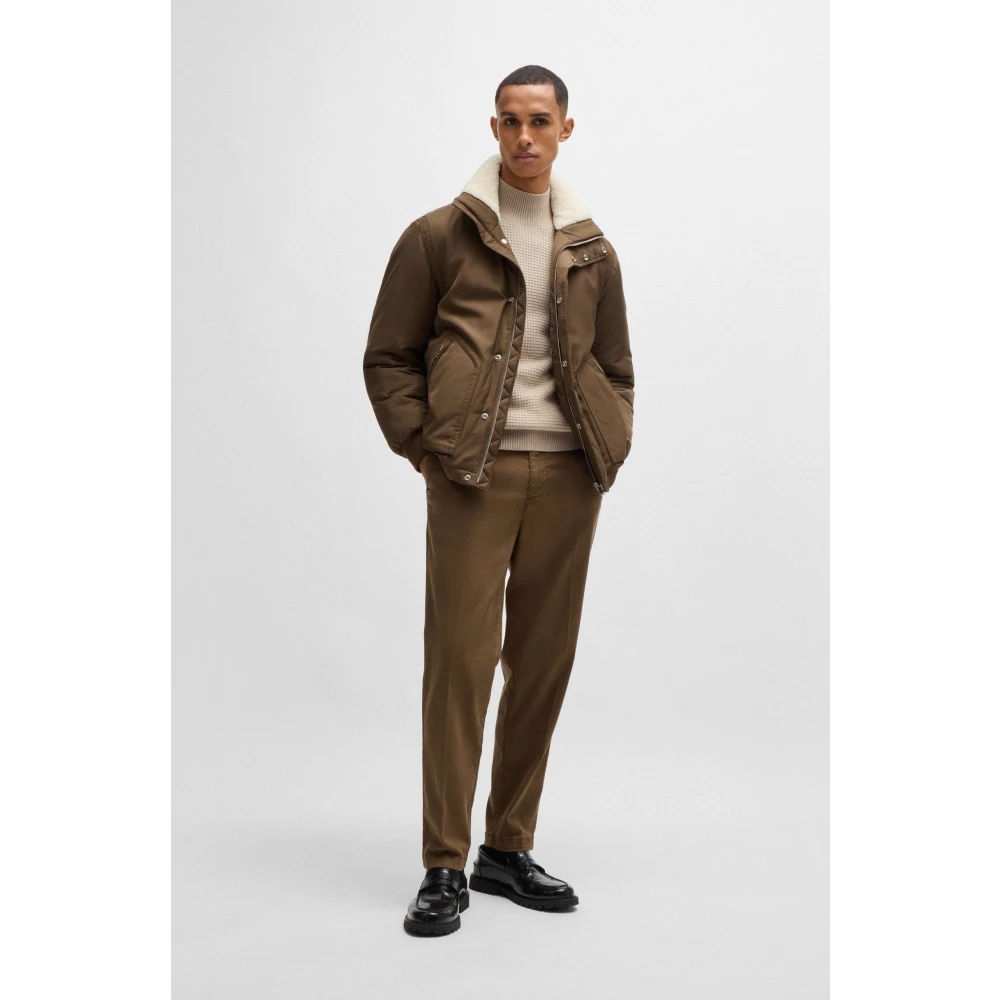 Boss Aviatorjas met bontkraag Bruin Brown Heren