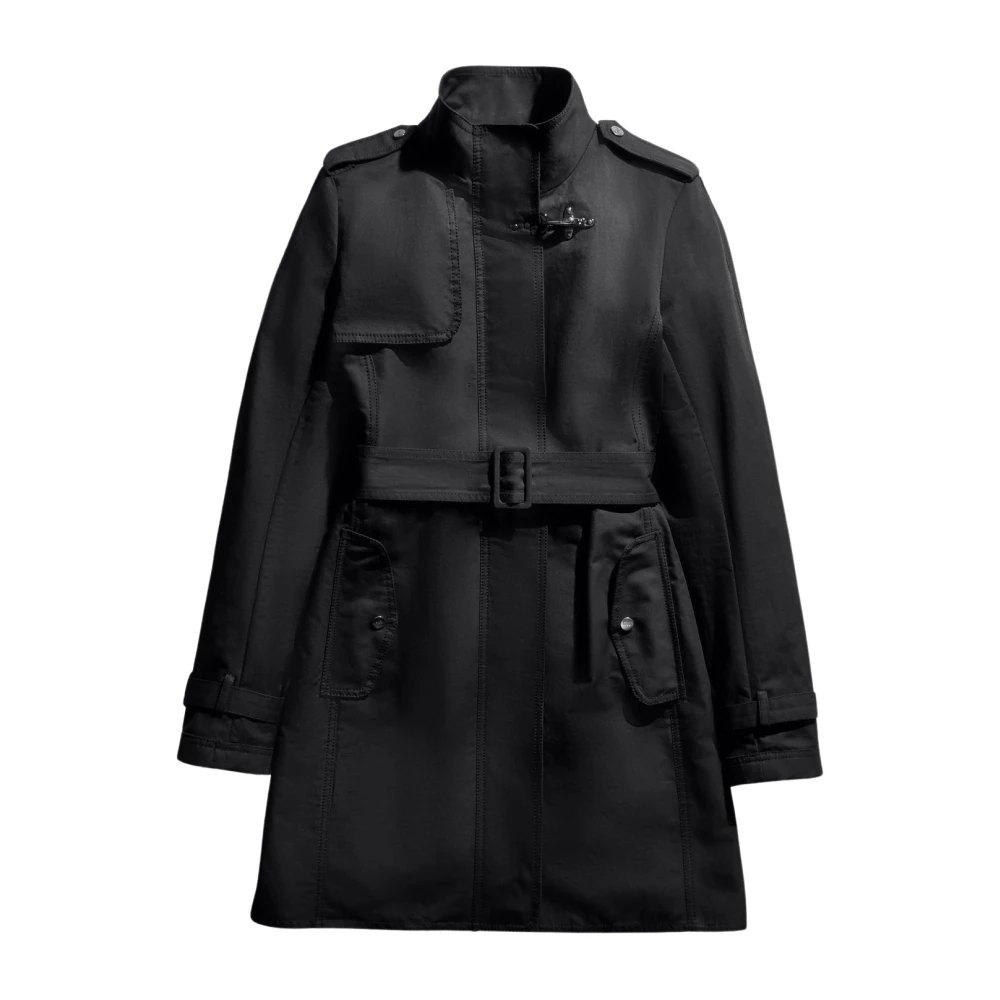 Fay Trench Coats Black Dames