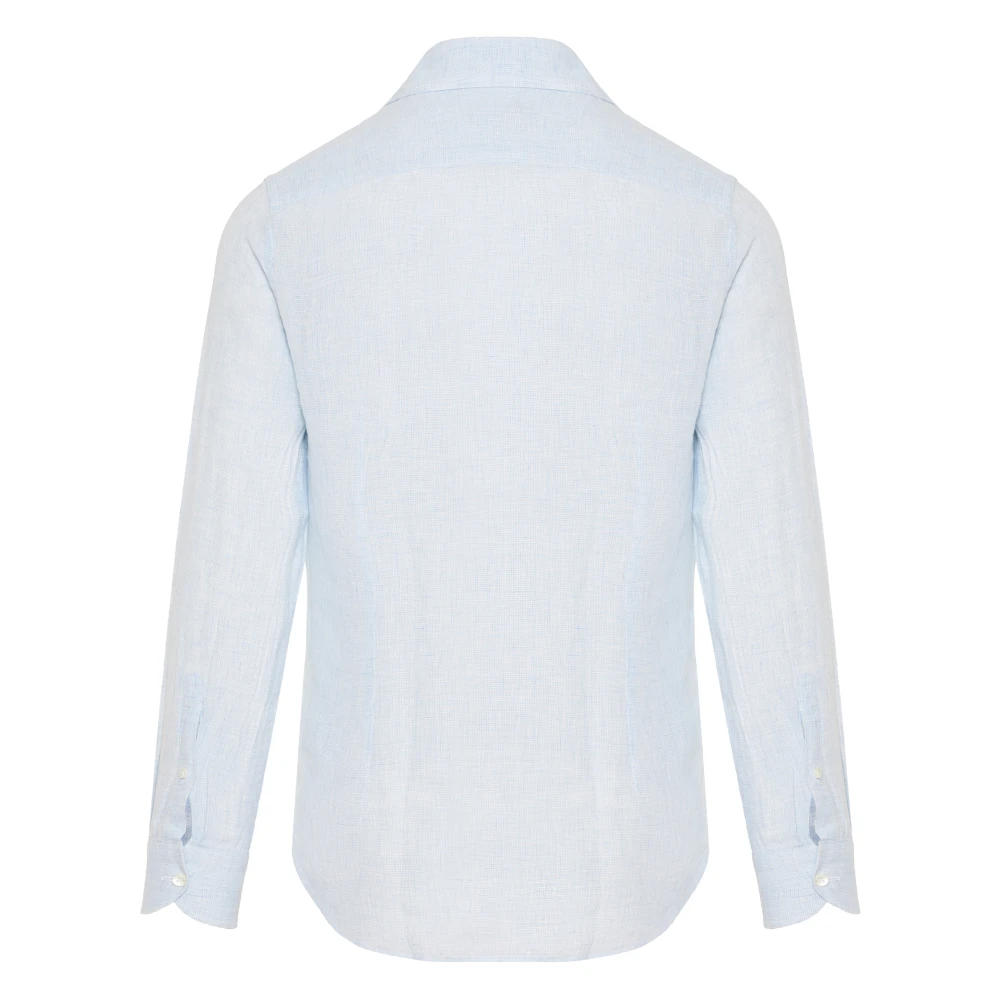 Corneliani Linnen Overhemd Made in Italy Blue Heren
