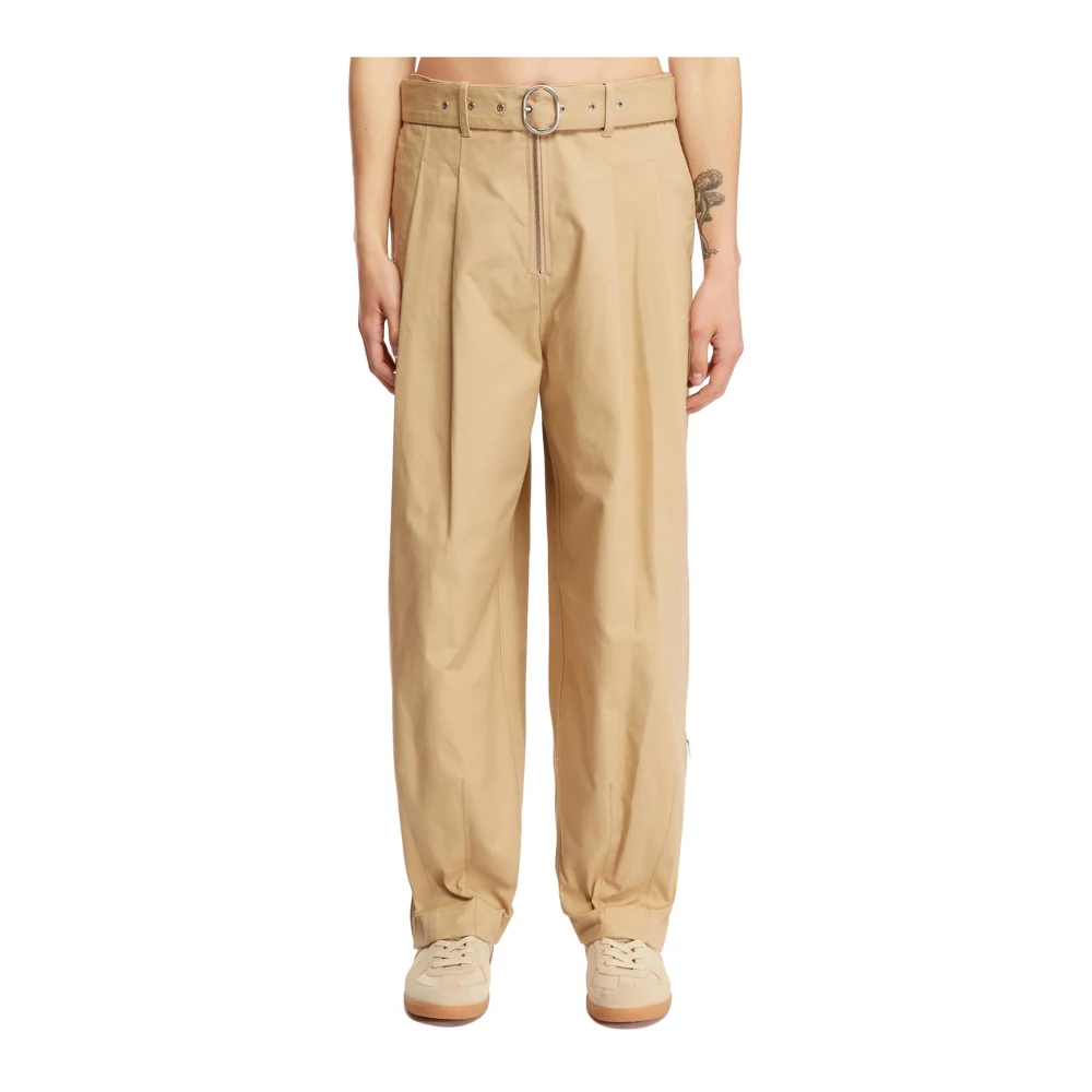 Jil Sander Gebelte Broeken Beige Heren
