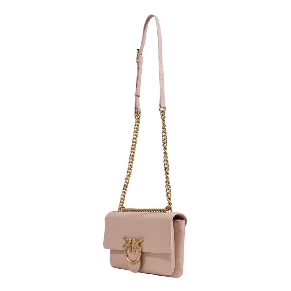 pinko Roze Leren Schoudertas met Clip Pink Dames
