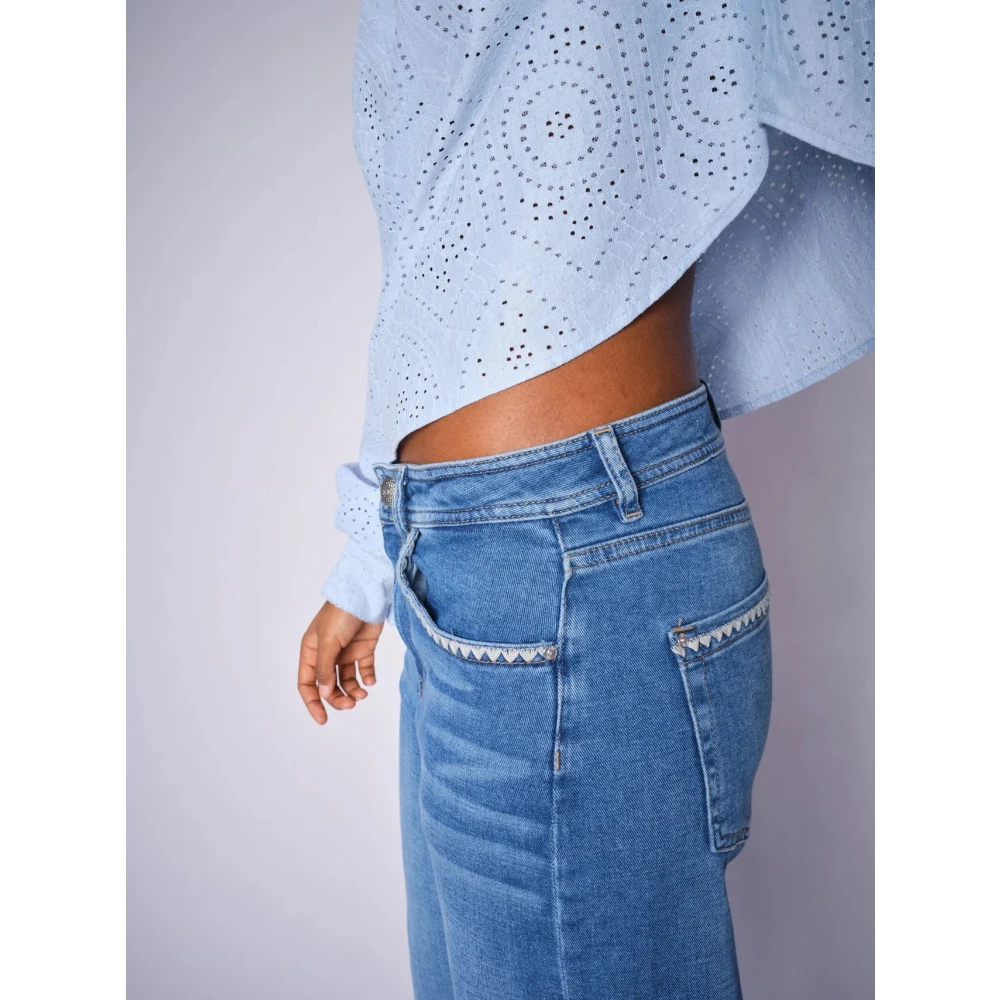 MOS MOSH Flatterende High-Waist Wide-Leg Jeans Blue Dames