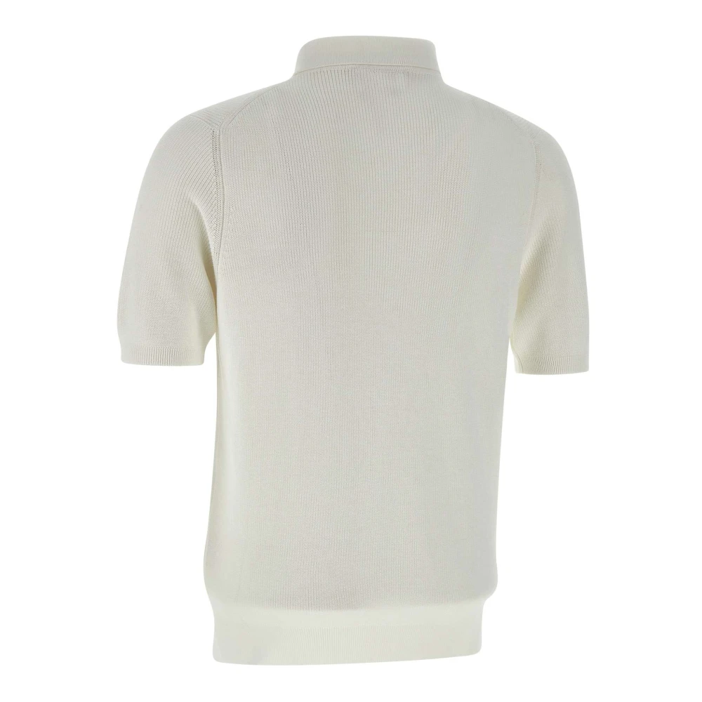 Filippo De Laurentiis Katoenen Crepe Poloshirt Wit White Heren