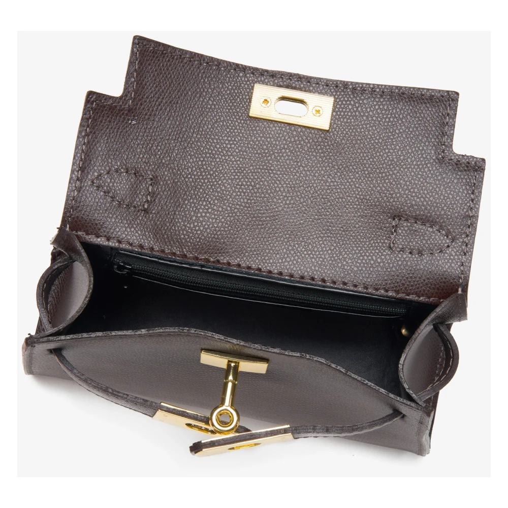 Estro Donkerbruine Satchel Handtas voor Dames gemaakt van Premium Italiaans Echt Leer Brown Dames