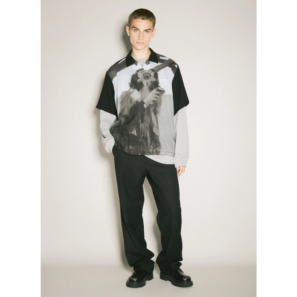 Undercover Grafische Print Satijnen Overhemd Black Heren