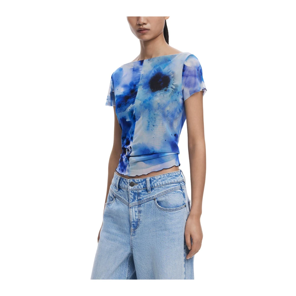 Desigual Women's Multicolor Short Sleeve Round Neck Tee Large