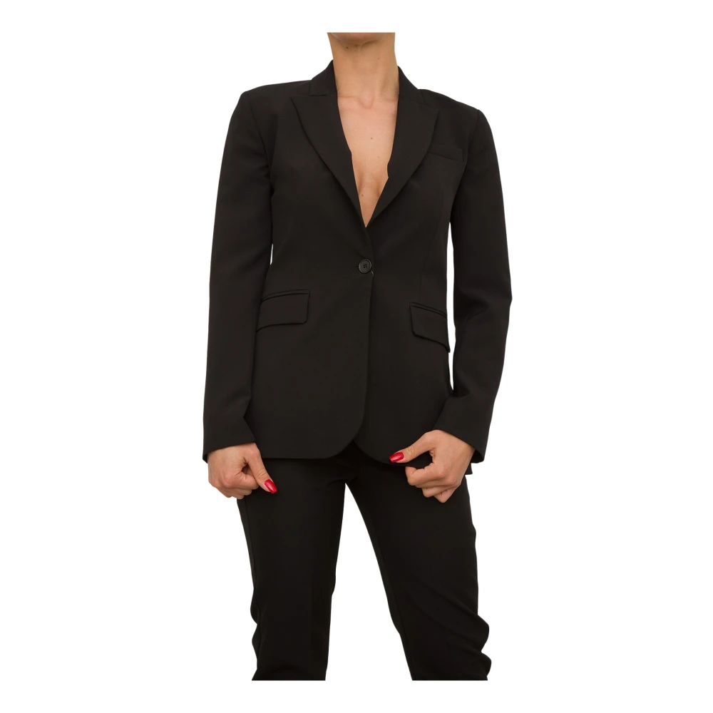 Liu Jo Women's Black Blazers, Xl, Luxury Long Jacket