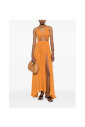 robe-orange-a-col-halter-et-plissee
