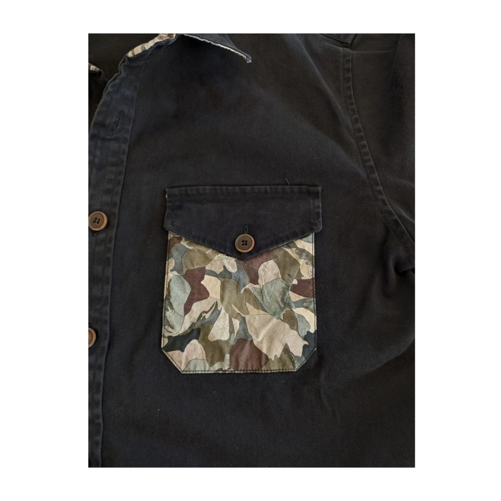 BOB Casual Overhemd Hull Blauw Zwart Black Heren