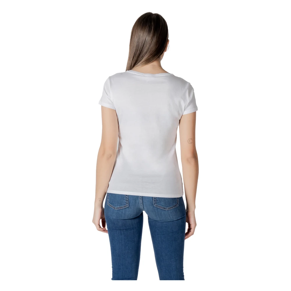 Liu Jo Wit Bedrukt Katoenen T-Shirt White Dames