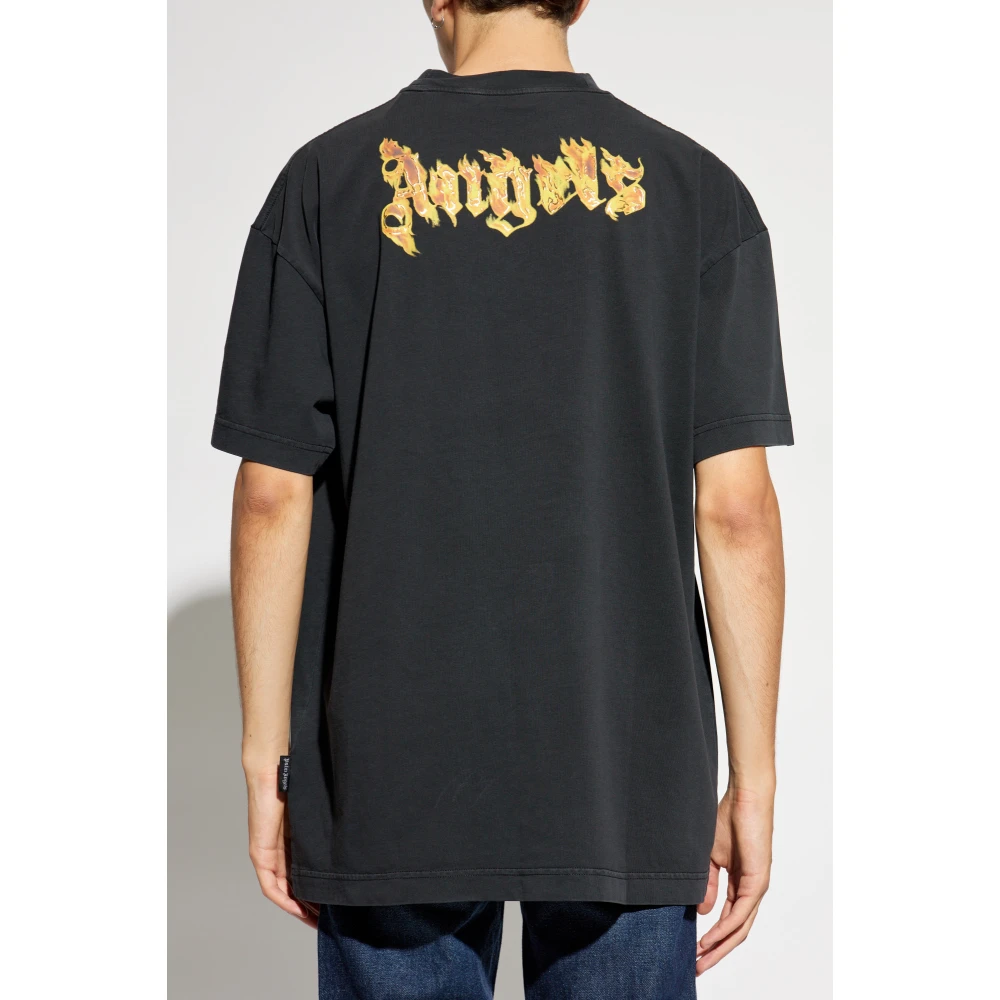 Palm Angels T-shirt met bedrukt logo Black Heren