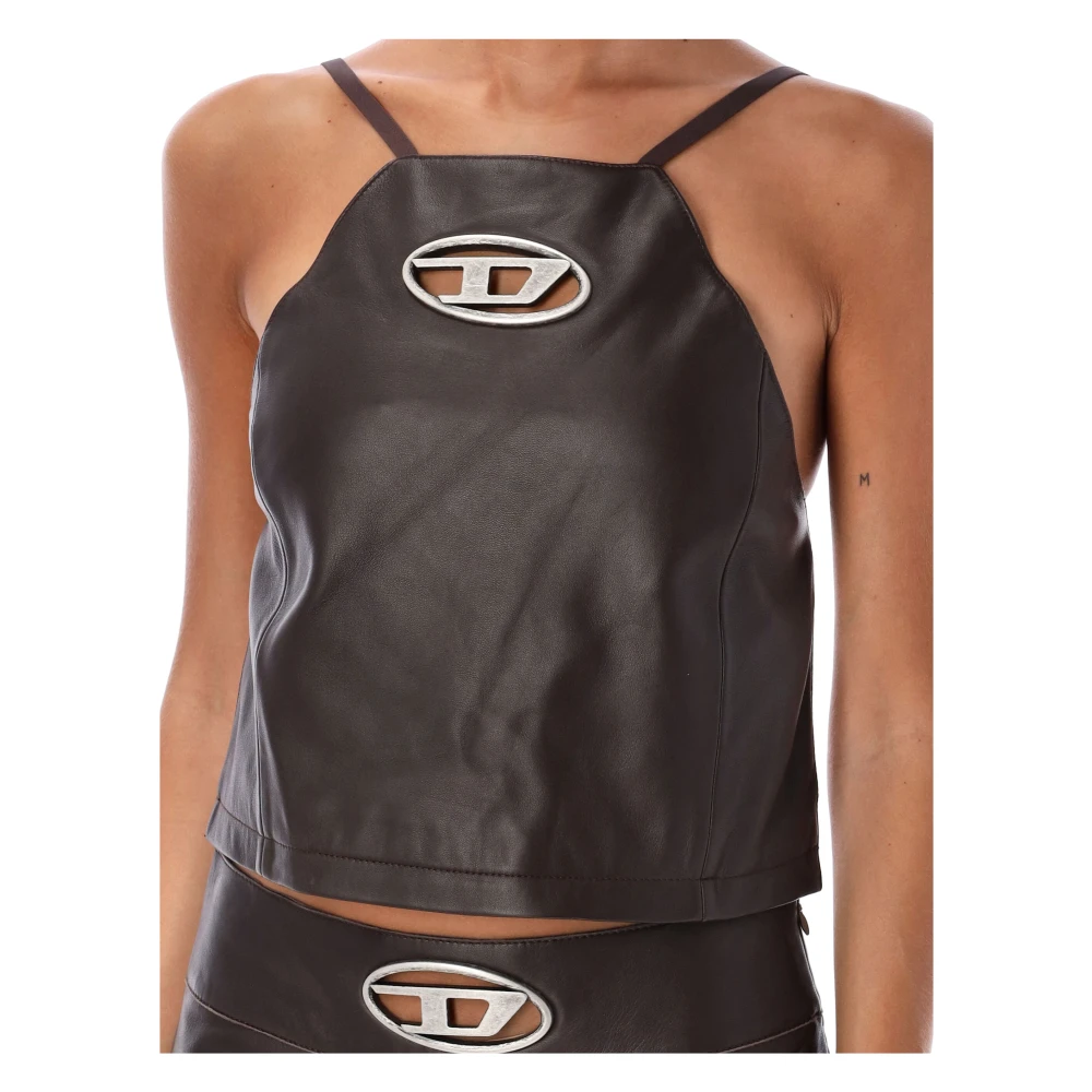Diesel Bruin Eco Leren Halter Top Brown Dames