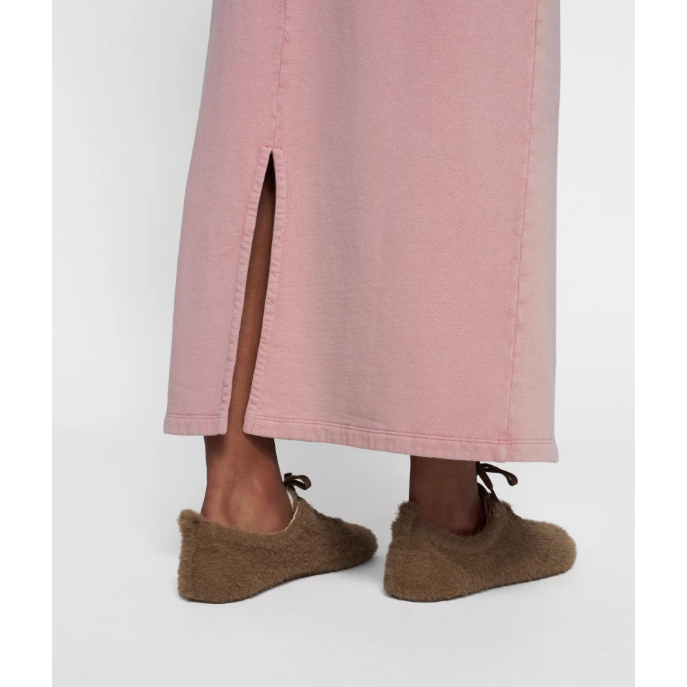 10Days Geborstelde katoenen midi-rok met elastische taille Pink Dames