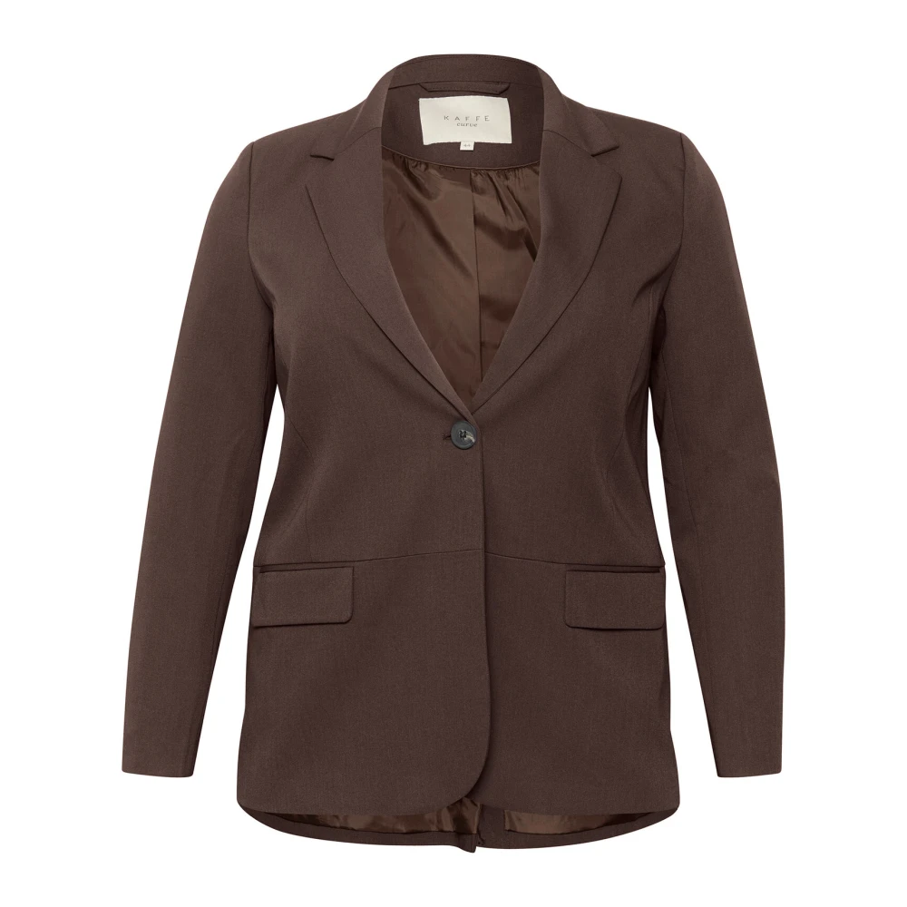 Kaffe Curve Women's Brown Blazers,, Classic Blazer With V-Neck And Flap Pockets 3XL
