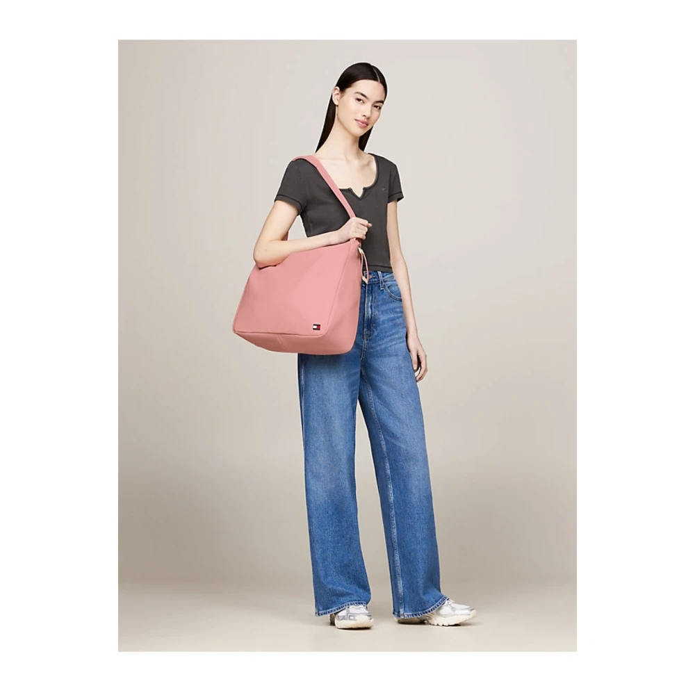 Tommy Jeans Roze Nylon Tote Tas Pink Dames