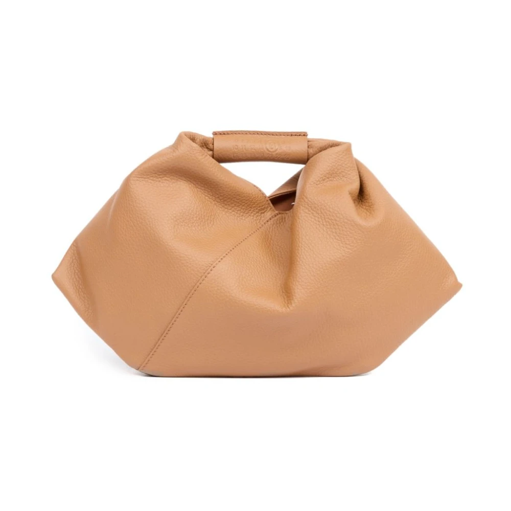 MM6 Maison Margiela Gestructureerde leren handtas met bovenhandvat Brown Dames