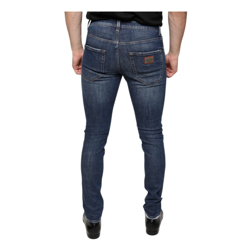 Dolce & Gabbana Logo Skinny Denim Jeans Donkerblauw Blue Heren