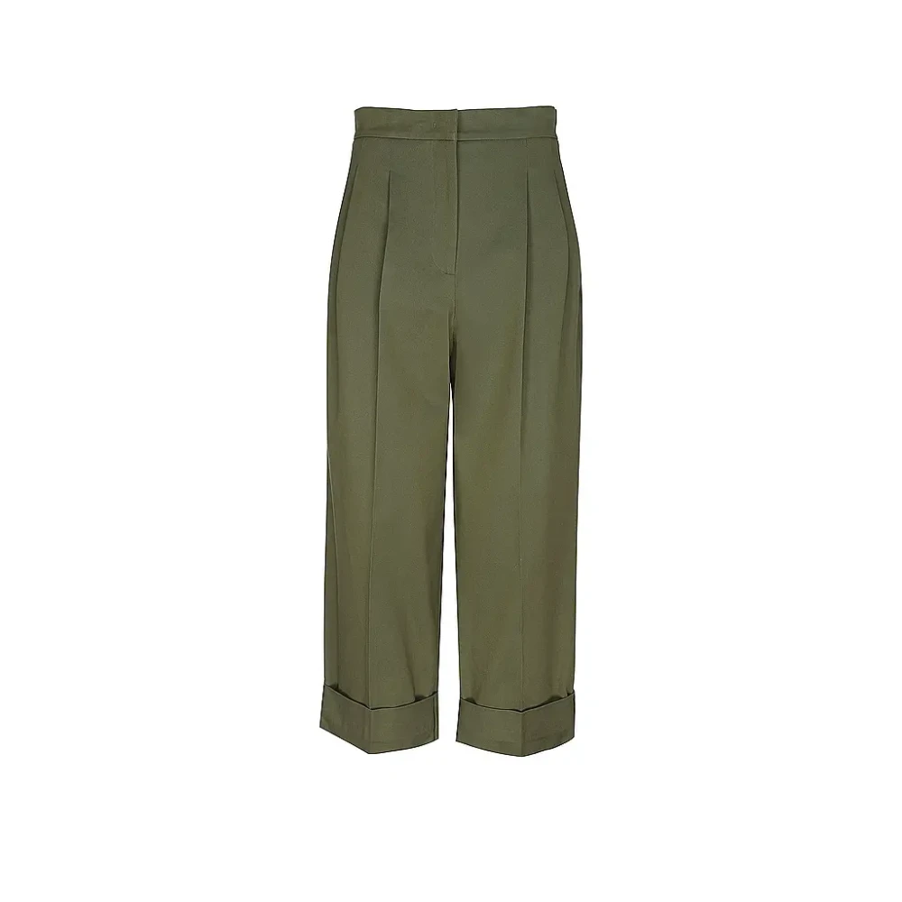 Weekend Max Mara Women's Green Cropped Trousers
