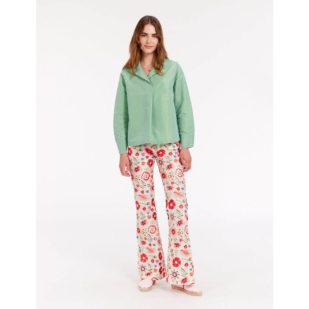 Ines De La Fressange Paris Elegante Oversized Shirt met Kraagdetail Green Dames