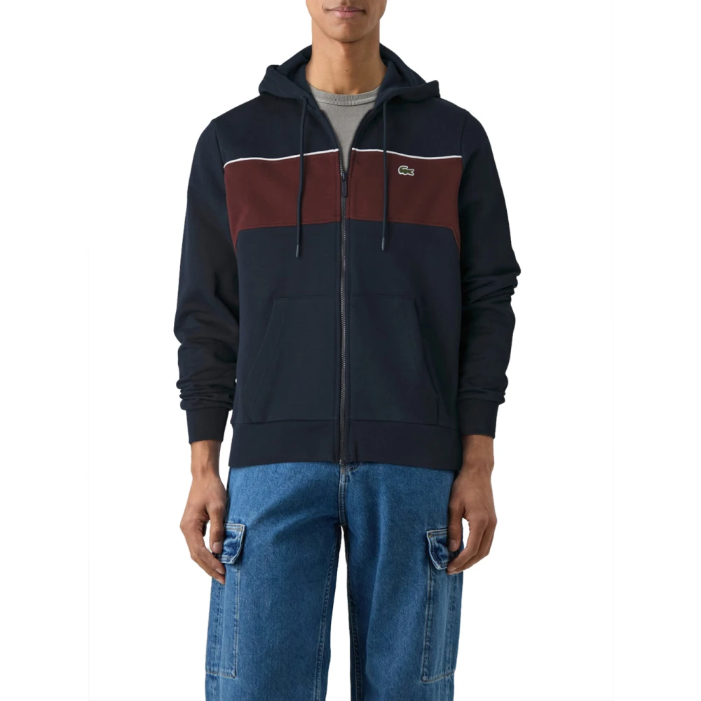Lacoste Kleur blok hoodie rits trui Multicolor Heren