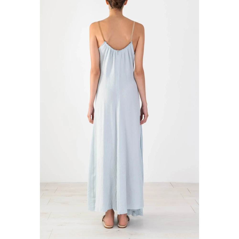 Alysi Asymmetrische Crepe Jurk met Gerimpelde Halslijn Blue Dames