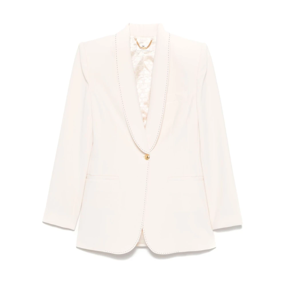 Elisabetta Franchi Boter-gekleurde Single-Breasted Crepe Jas Beige Dames