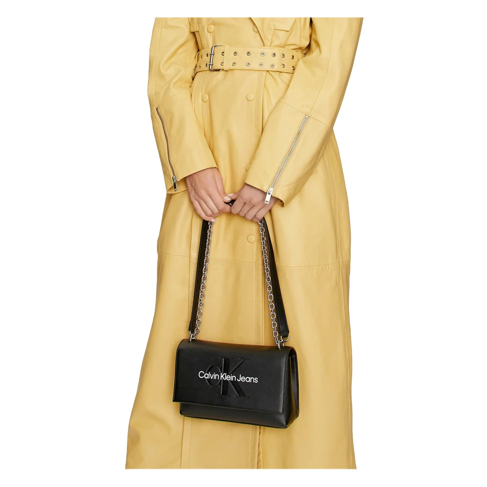 Calvin Klein Jeans Kettingflap Tas Herfst Winter Collectie Black Dames