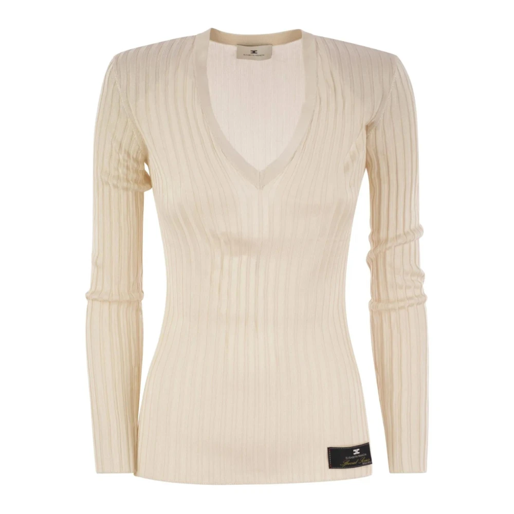 Elisabetta Franchi Boter Jersey Top Mk16S47E2 C14 Beige Dames