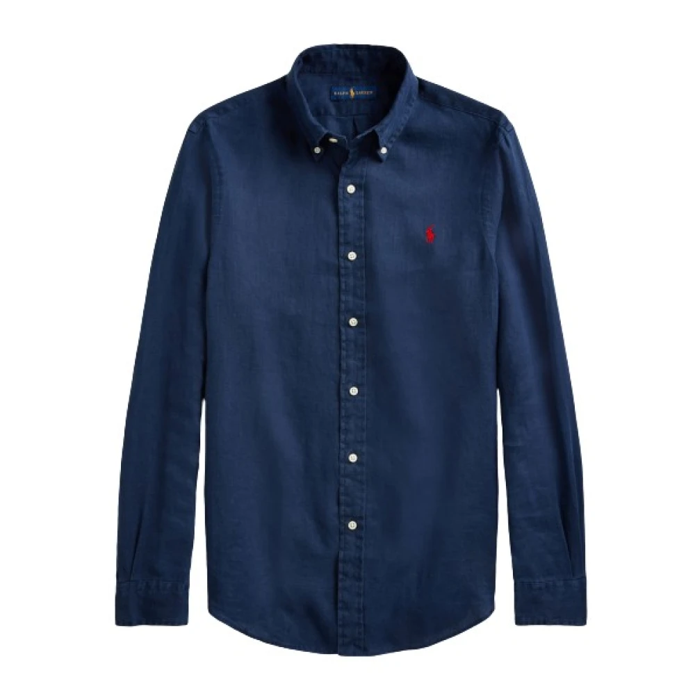 Polo Ralph Lauren Men's Blue Slim Fit Linen Shirt