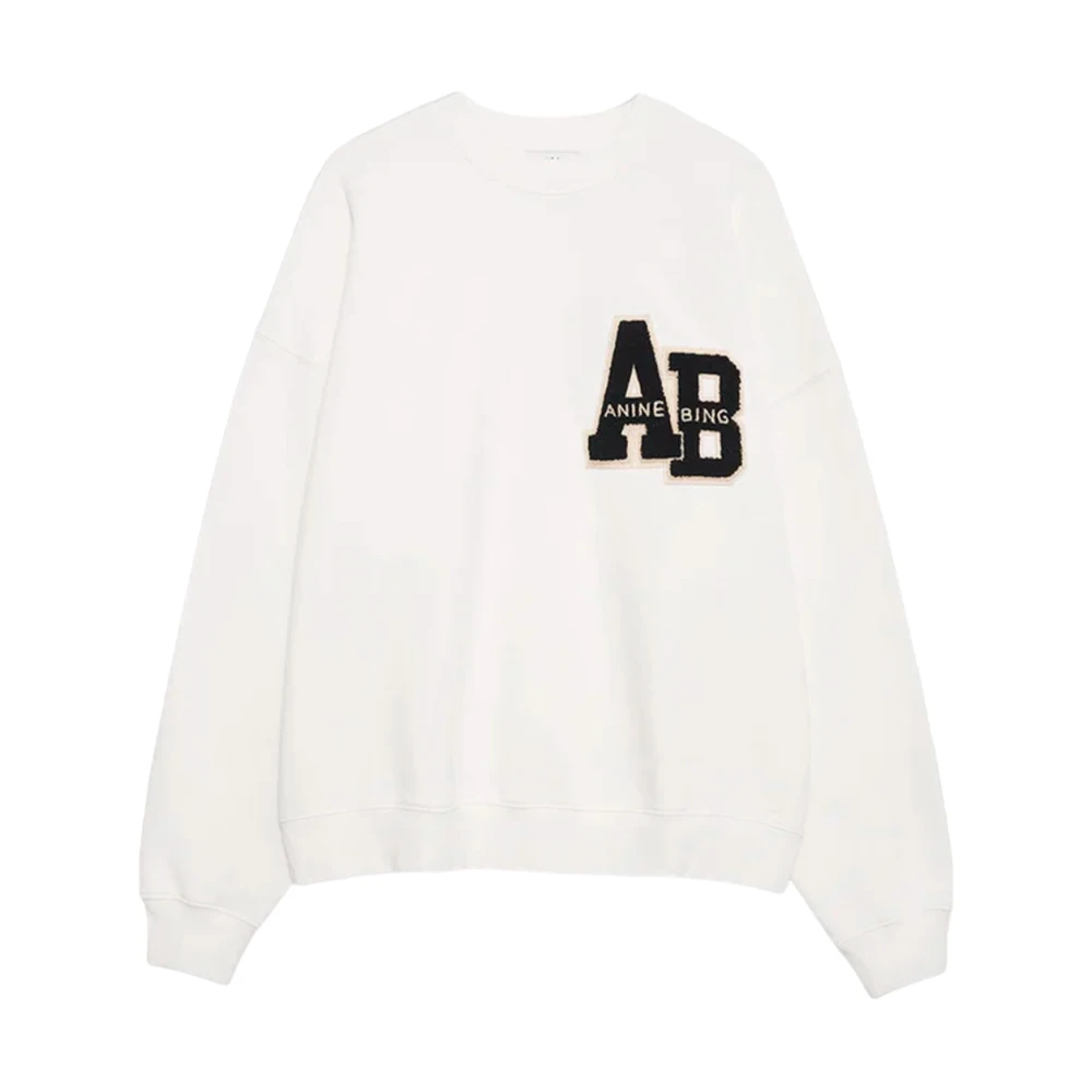 Anine Bing Women's White Miles Oversized Sweatshirt Letterman - Sweatshirts - S - Sweatshirts & Hoodies
