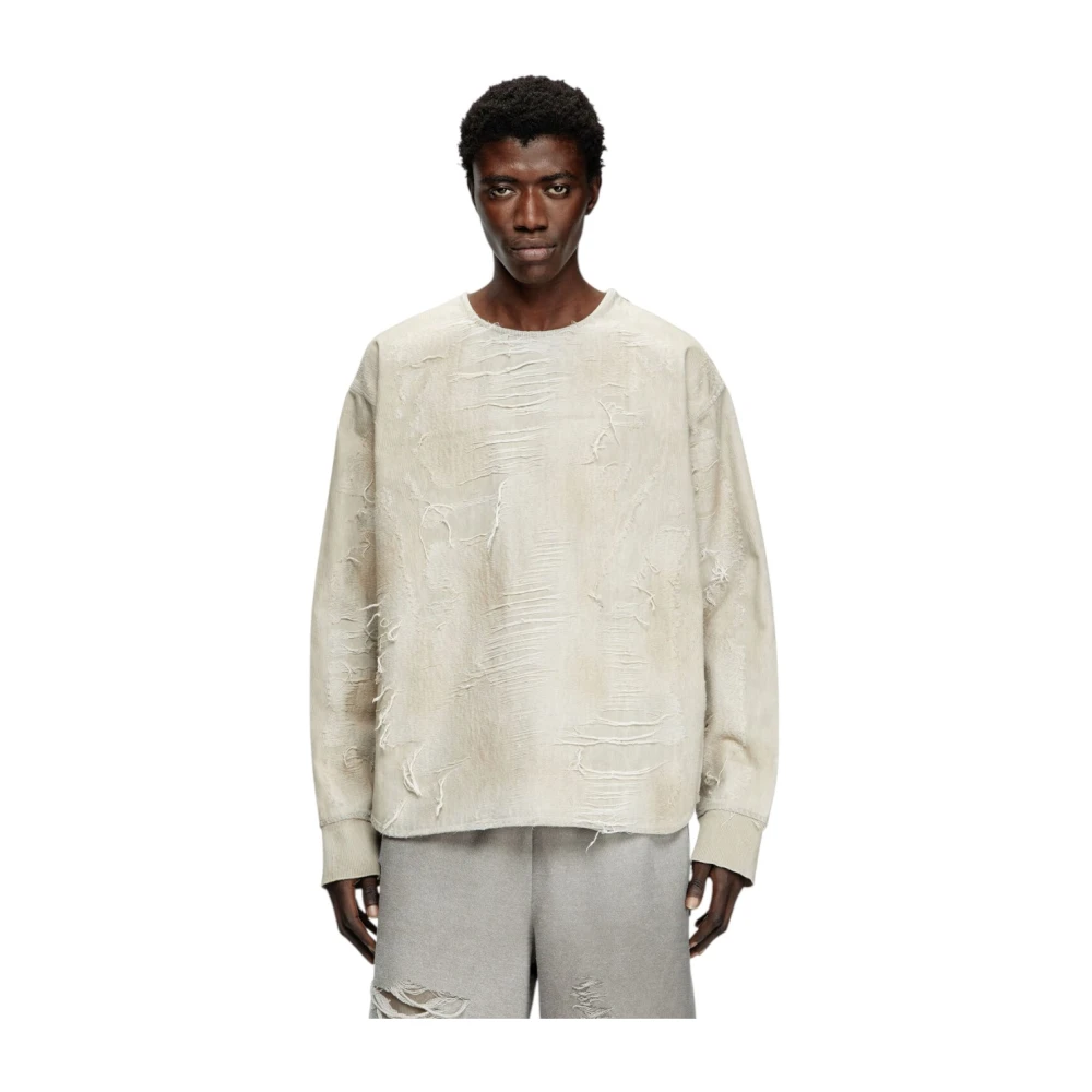 Diesel Vintage Denim Jacquard Sweater Beige Heren