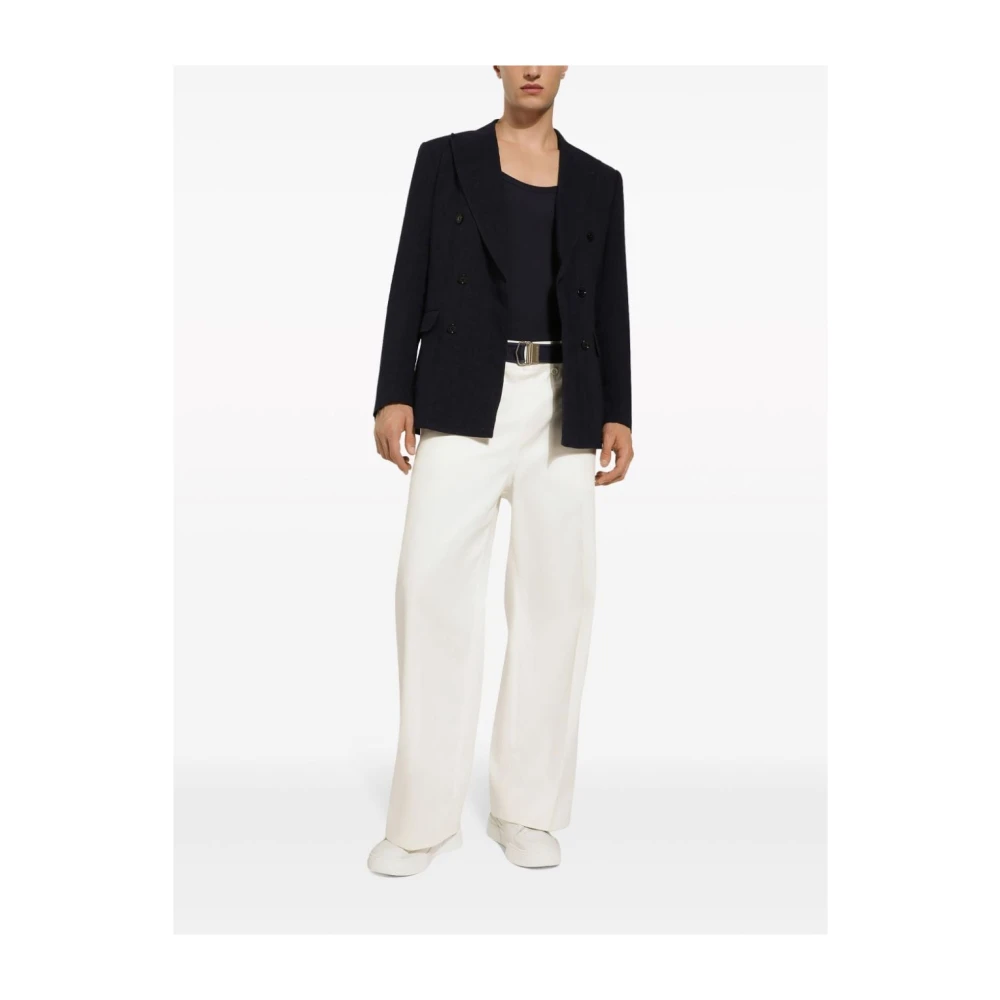 Dolce & Gabbana Blauwe Linnen Dubbelrij Jassen Blue Heren