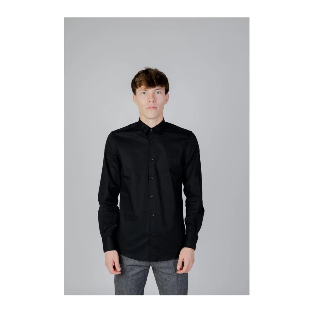 Antony Morato Katoenen Lange Mouw Shirt Herfst Winter Collectie Black Heren