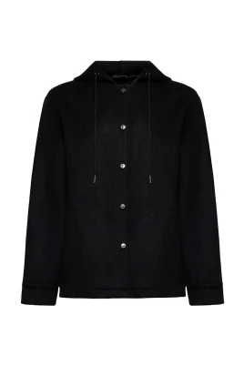 Hooded Button-Front Jacket
