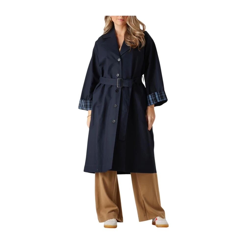 moss copenhagen Blauwe Trenchcoat Jas Josefine Stijl Blue Dames