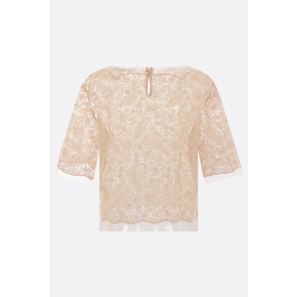 Ermanno Scervino Bloemen Kant Boothals Top Pink Dames