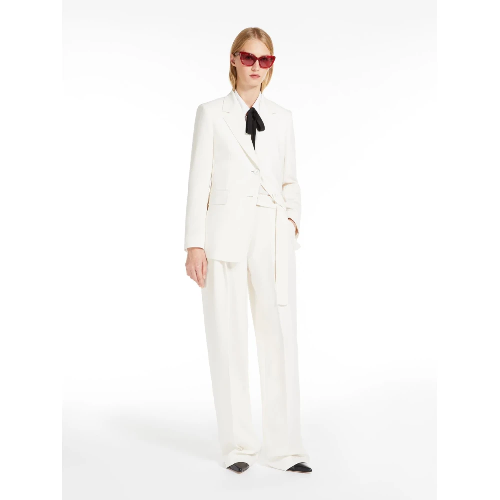 Max Mara Studio Zijden blouse met strik White Dames
