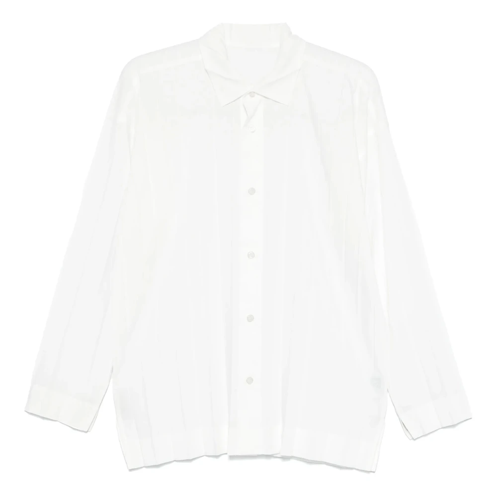 Issey Miyake Witte Geplooide Shirt met Gedrapeerde Schouders White Heren