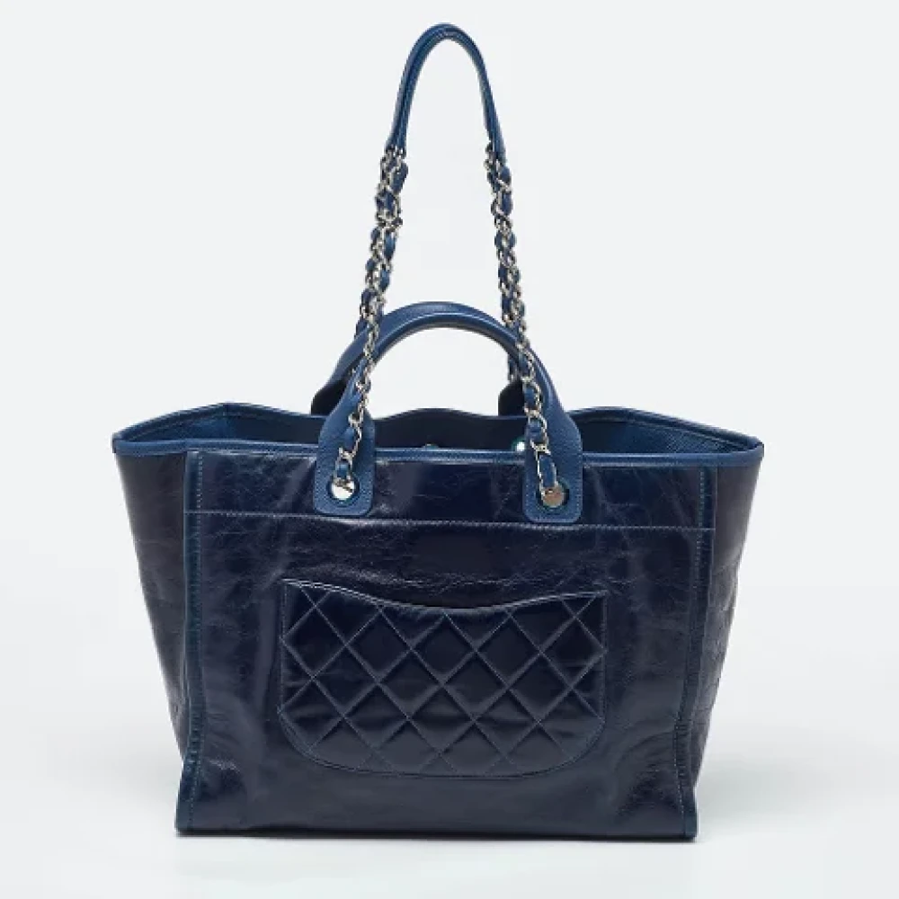 Chanel Vintage Pre-owned Leather totes Blue Dames