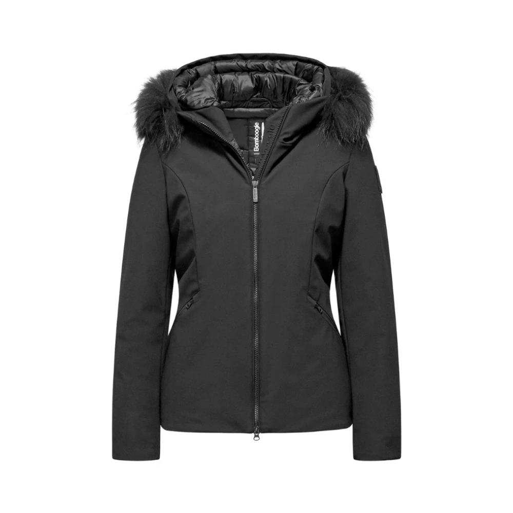 Bomboogie Women's Black Jacket + Raccoon Fur